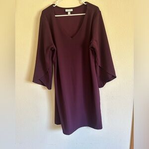 Charter Club Women's V-Neck Tulip Sleeve Dress, XL, Plum